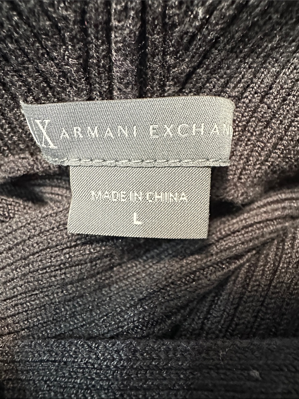 Armani Exchange Charcoal Black Off-Shoulder Ribbed Crossover Sweater - Picture 5 of 6